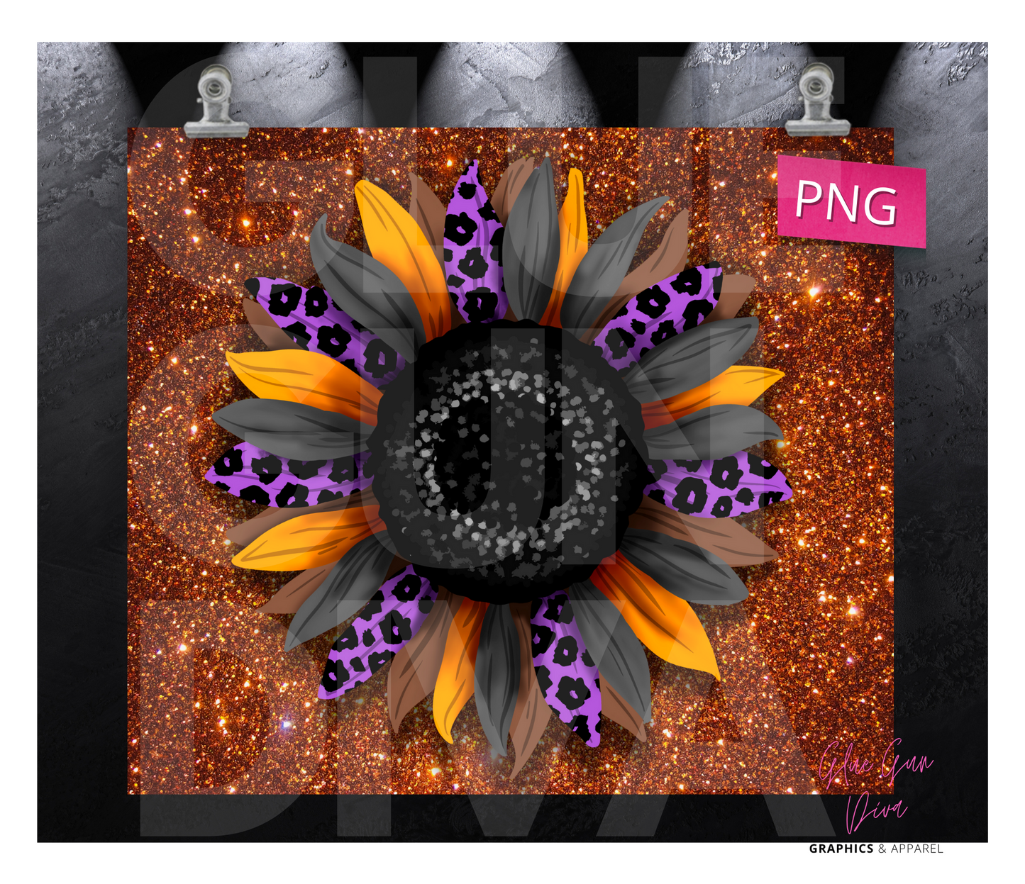 Halloween Sunflower Dark- Digital tumbler wrap for 20 oz skinny straight tumbler