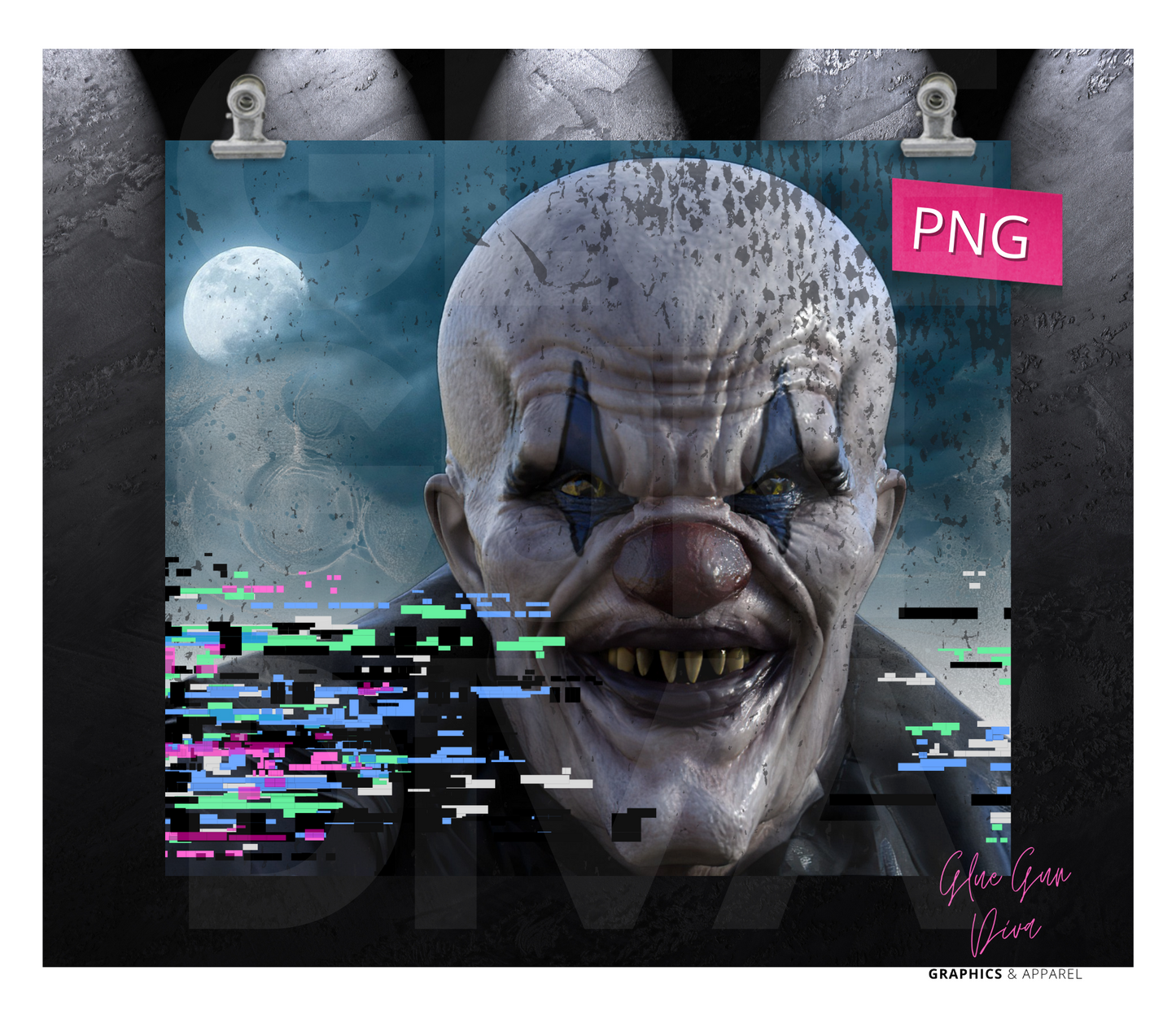 Bad TV Reception Clown - Digital tumbler wrap for 20 oz skinny straight tumbler
