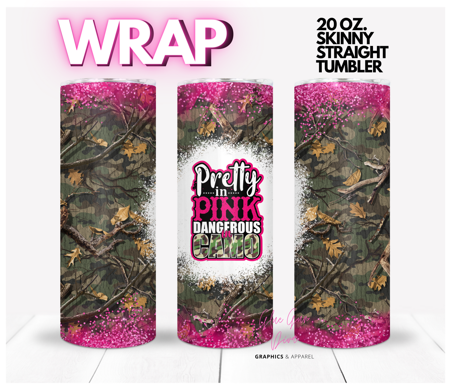 Pretty In Pink - Digital tumbler wrap for 20 oz skinny straight tumbler