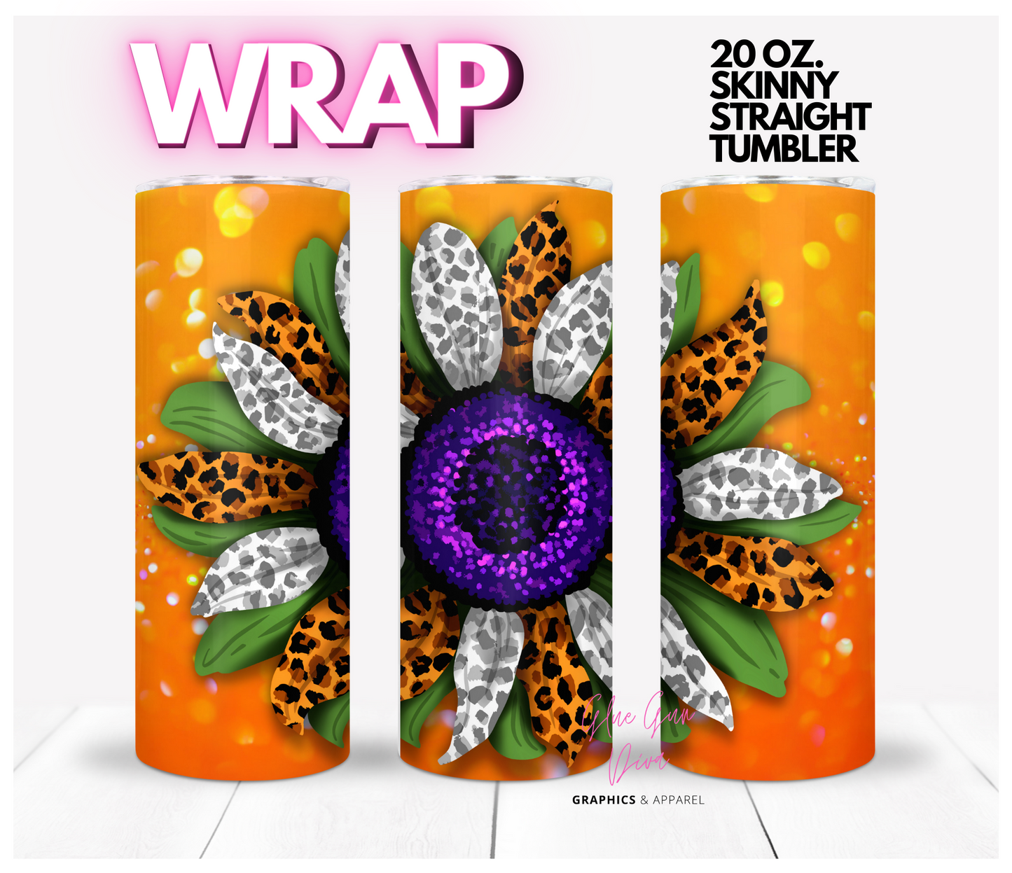 Halloween Sunflower Bright- Digital tumbler wrap for 20 oz skinny straight tumbler