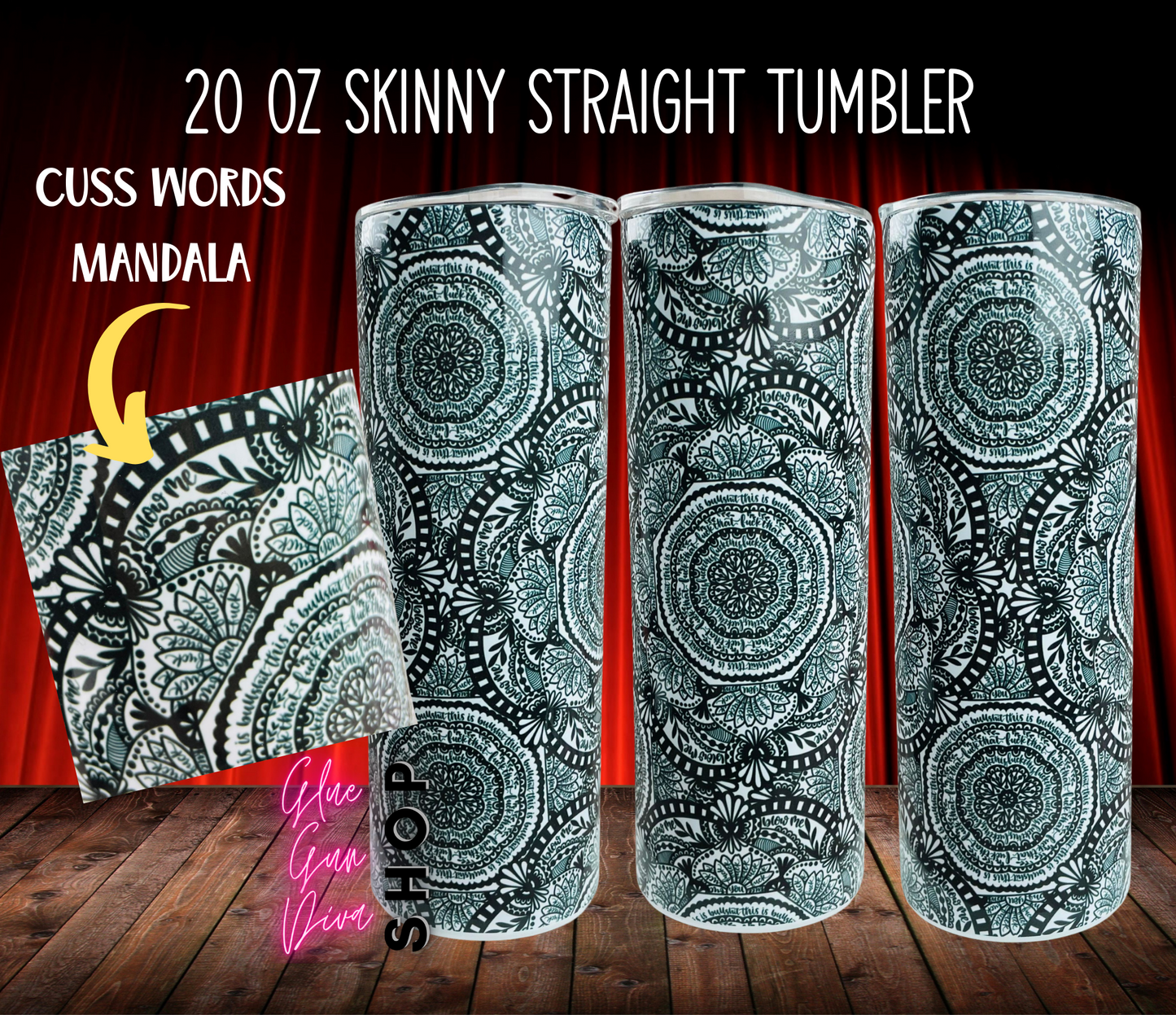 CURSE WORDS MANDALA, Insulated Tumbler