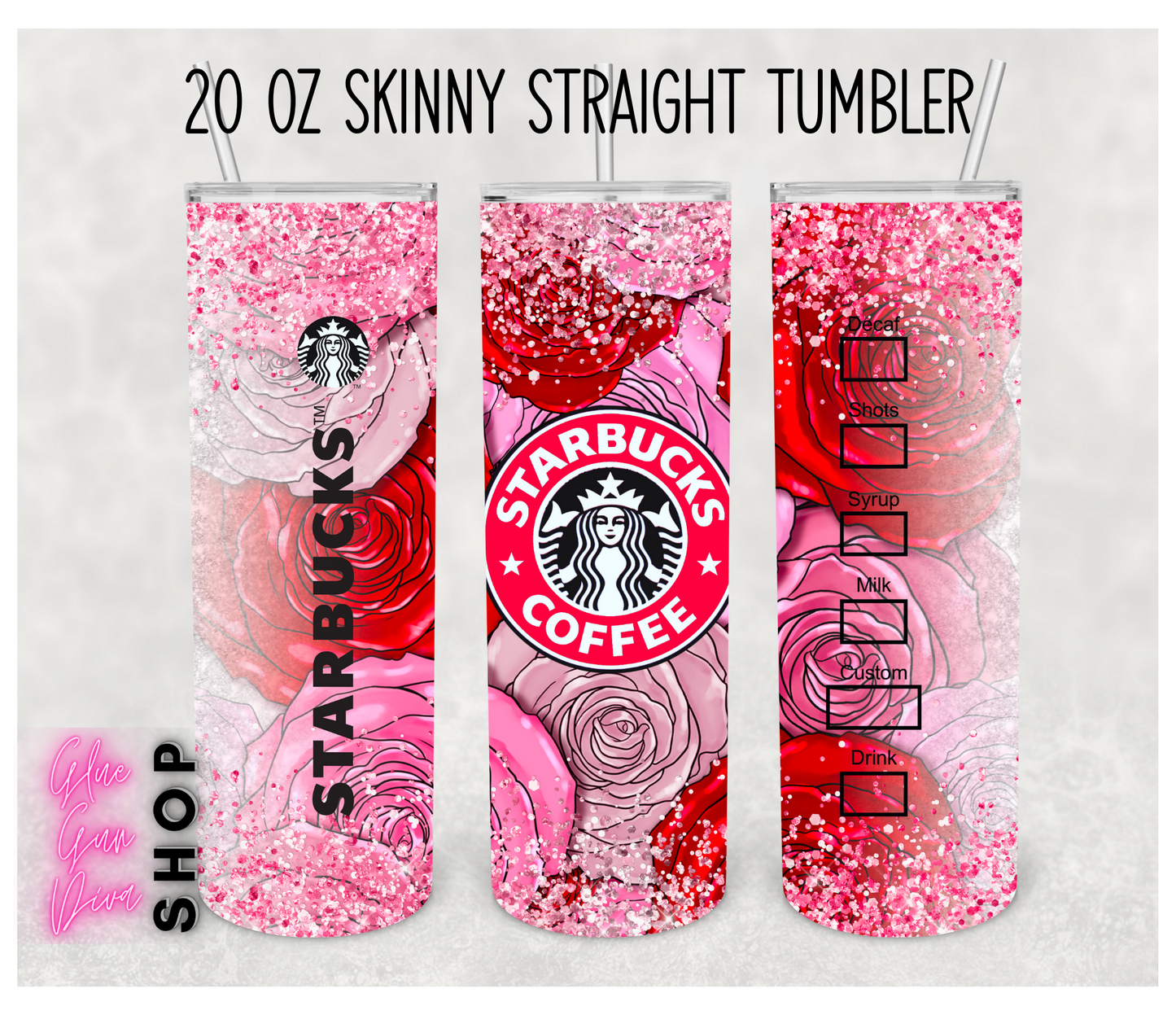 STARBUCKS inspired Red Roses, Valentine's Day, Insulated Tumbler