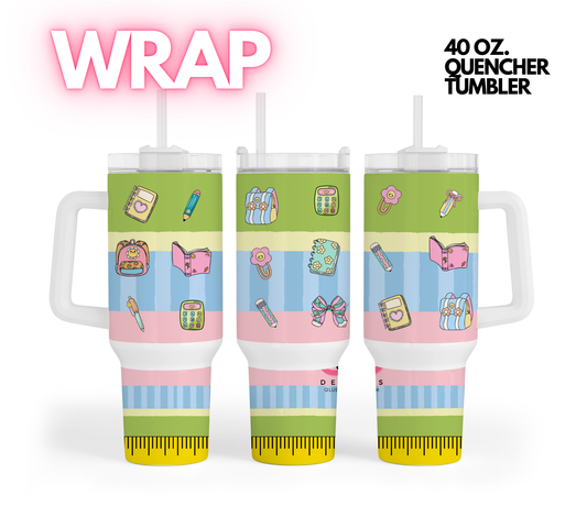 School Supplies Fun -   Digital tumbler wrap for 40 oz tumbler