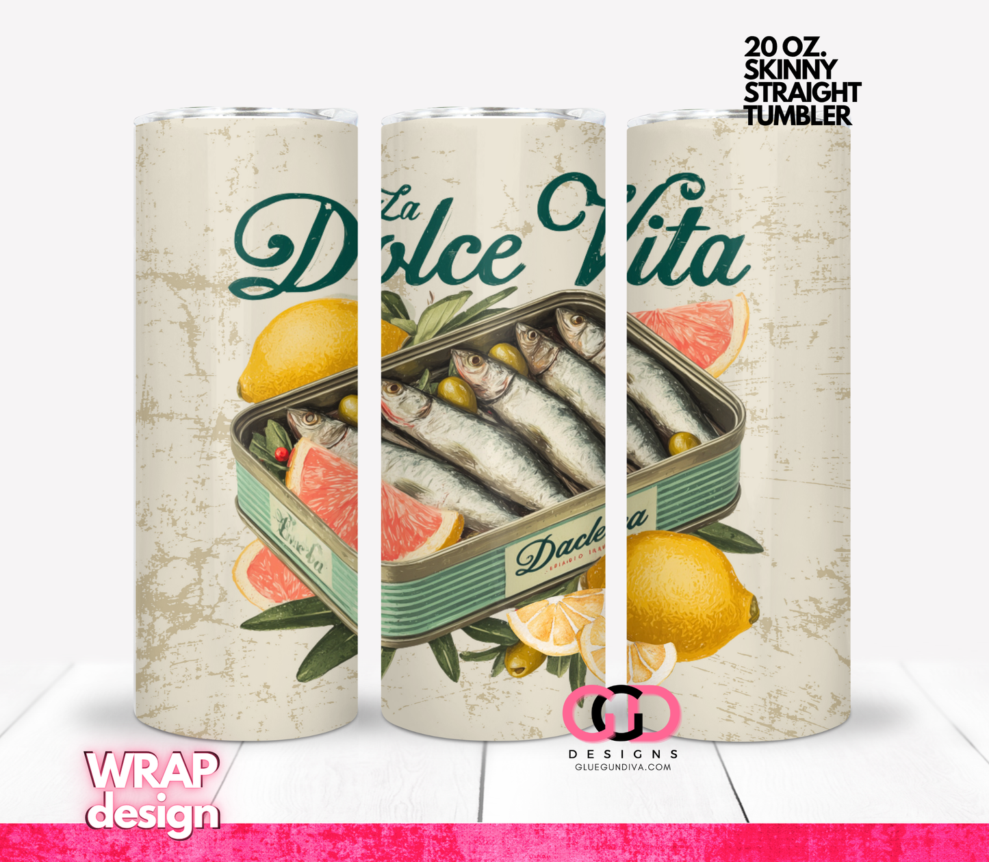 La Dolce Vita - Digital tumbler wrap for 20 oz skinny straight tumbler