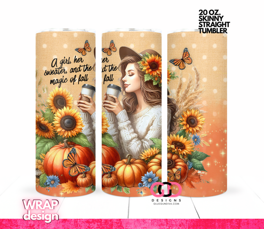 Magic of Fall 2 -   Digital tumbler wrap for 20 oz skinny straight tumbler