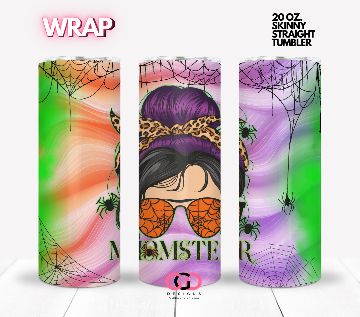 Momster -  Digital tumbler wrap for 20 oz skinny straight tumbler