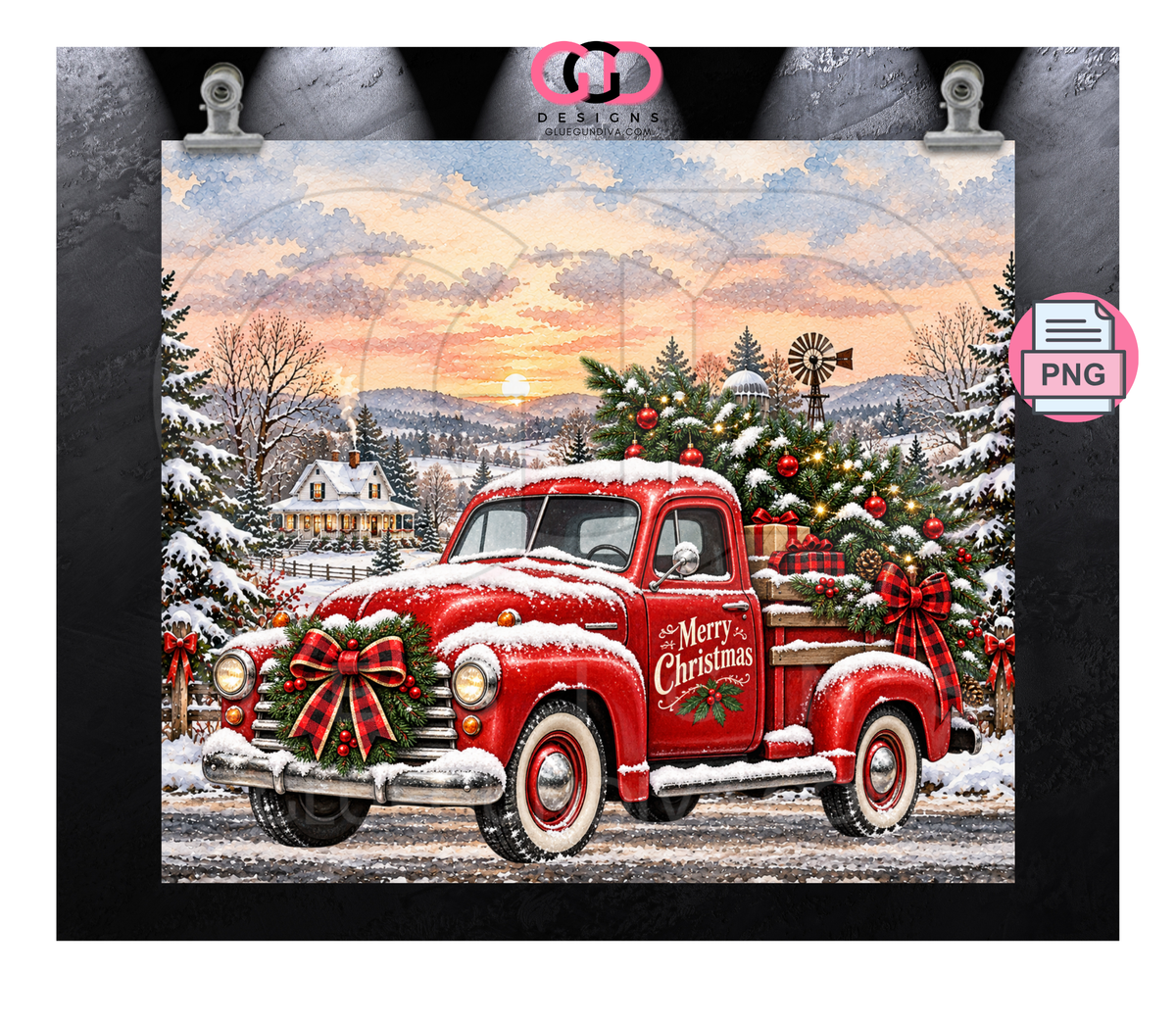 Vintage Truck By Farm -  Digital tumbler wrap for 20 oz skinny straight tumbler