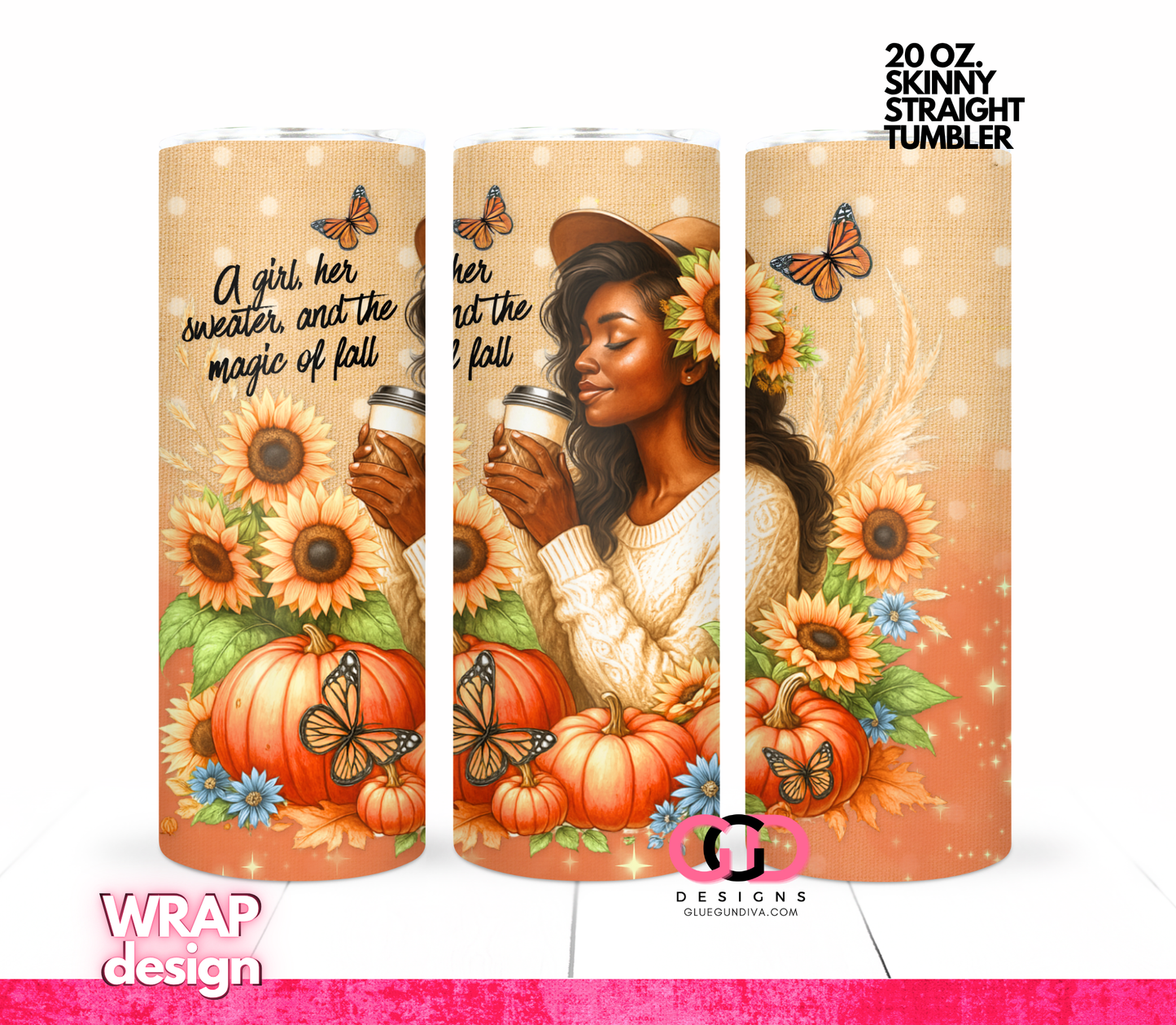 Magic of Fall 1 -   Digital tumbler wrap for 20 oz skinny straight tumbler