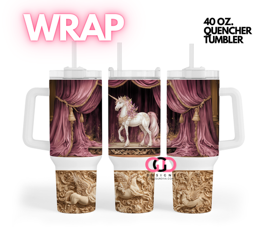 Unicorn and Wood Carving -   Digital tumbler wrap for 40 oz tumbler