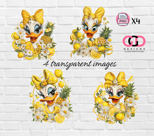 Coquette Duck with Lemons-  PNGs & SVGs