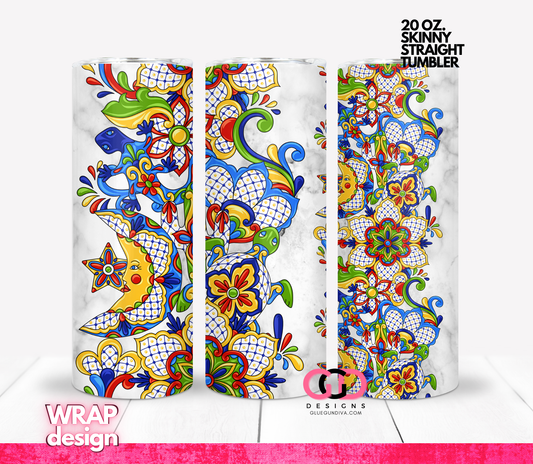Colorful Moon Tiles -   Digital tumbler wrap for 20 oz skinny straight tumbler