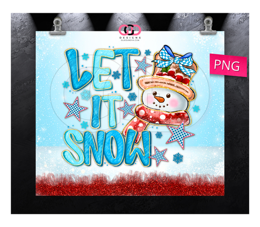 Let it Snow Snowman -   Digital tumbler wrap for 20 oz skinny straight tumbler