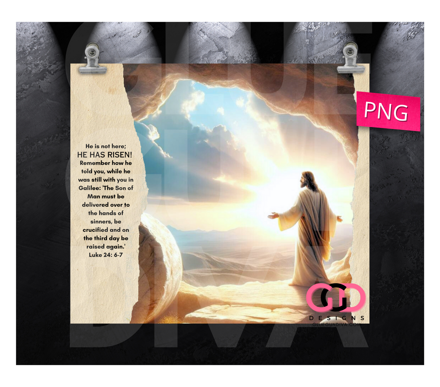 He Has Risen -  Digital tumbler wrap for 20 oz skinny straight tumbler