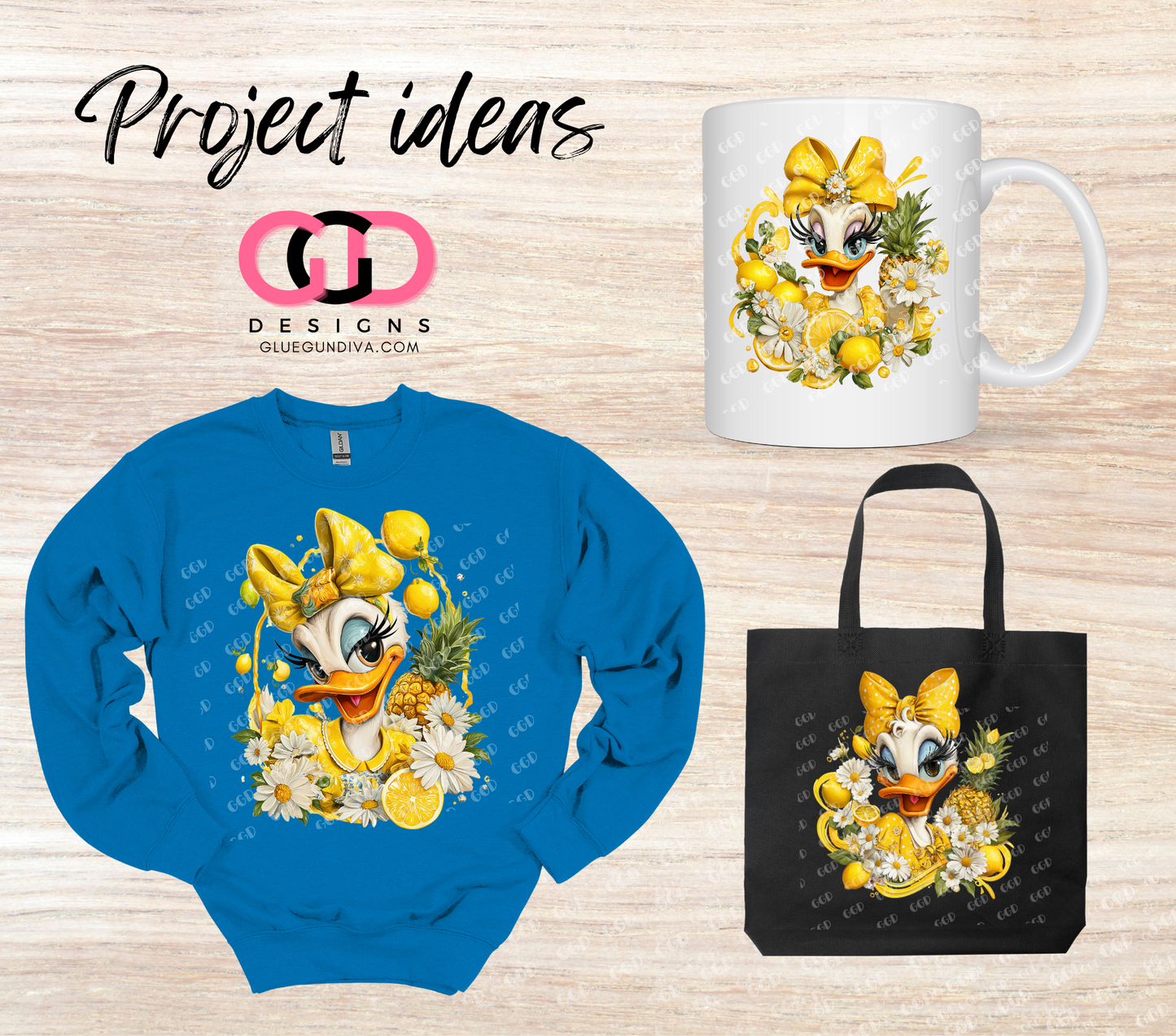 Coquette Duck with Lemons-  PNGs & SVGs