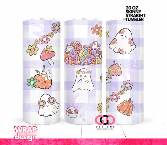 Have a Groovy Halloween -  Digital tumbler wrap for 20 oz skinny straight tumbler