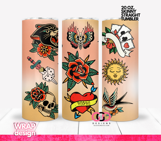 Tattoos -   Digital tumbler wrap for 20 oz skinny straight tumbler