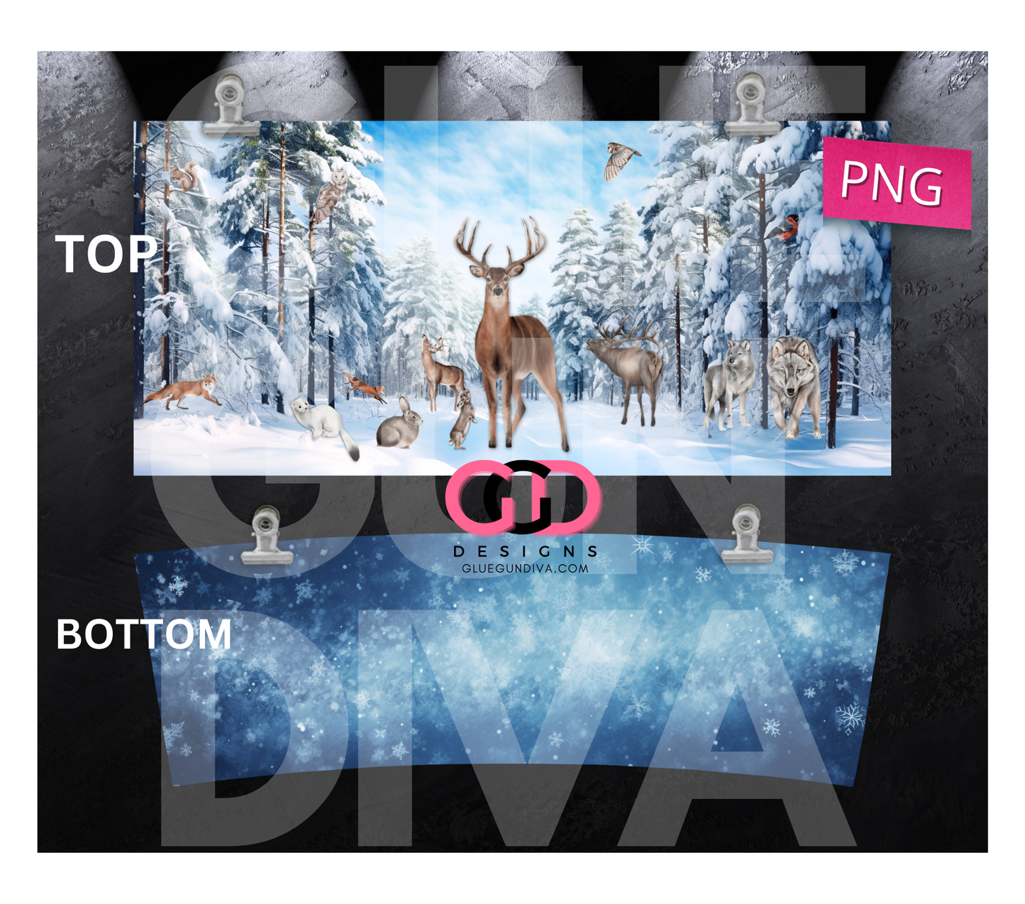 Winter Forest Animals Scene -   Digital tumbler wrap for 40 oz tumbler