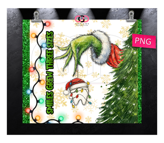 Dentist Grinch -  Digital tumbler wrap for 20 oz skinny straight tumbler