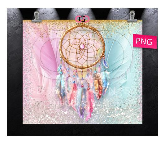 Sparkling Dreamcatcher-   Digital tumbler wrap for 20 oz skinny straight tumbler