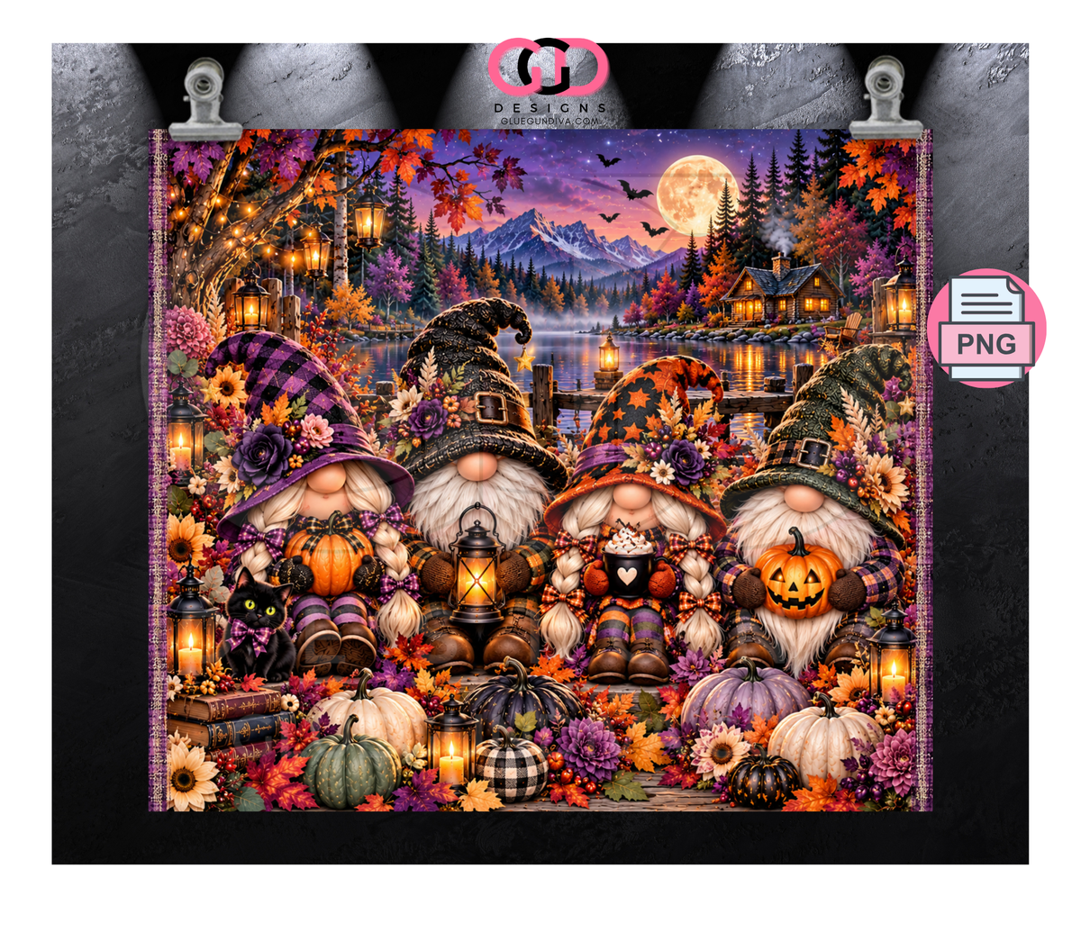 Halloween Gnomes Portrait -  Digital tumbler wrap for 20 oz skinny straight tumbler