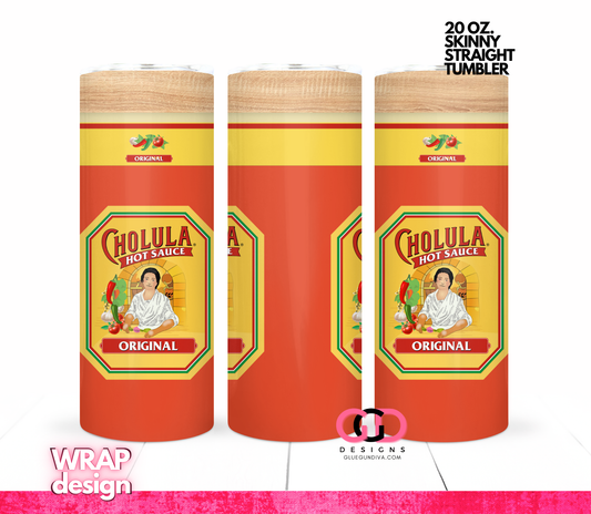 Hot Sauce Bottle - Digital tumbler wrap for 20 oz skinny straight tumbler