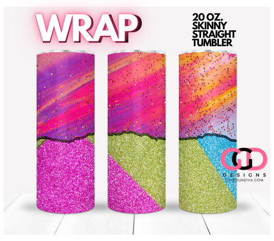 Colorful Background-   Digital tumbler wrap for 20 oz skinny straight tumbler