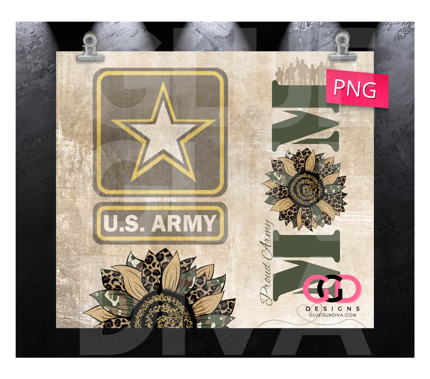 Proud Army Mom-   Digital tumbler wrap for 20 oz skinny straight tumbler