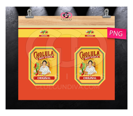 Hot Sauce Bottle - Digital tumbler wrap for 20 oz skinny straight tumbler