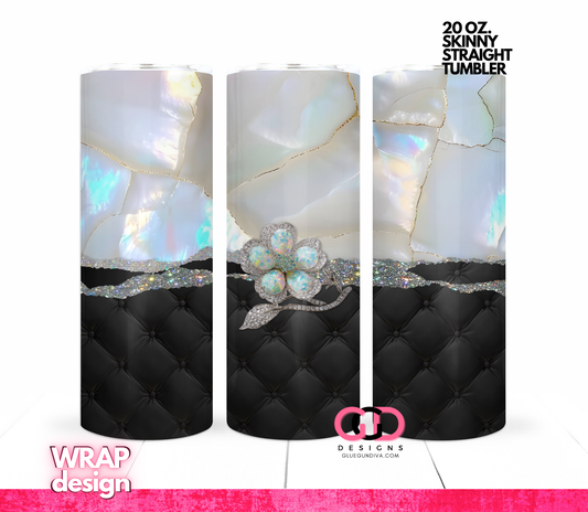 Opal and Tufted Flower -   Digital tumbler wrap for 20 oz skinny straight tumbler
