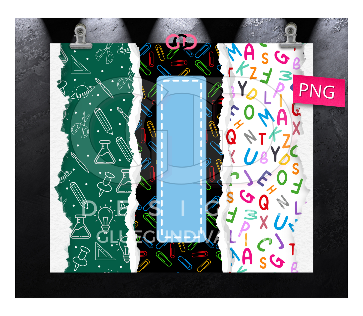 School With Label -  Digital tumbler wrap for 20 oz skinny straight tumbler