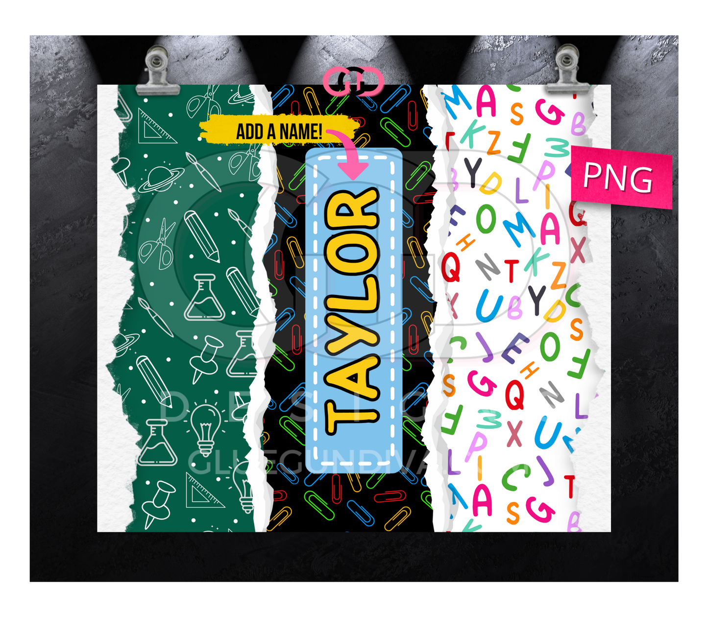 School With Label -  Digital tumbler wrap for 20 oz skinny straight tumbler