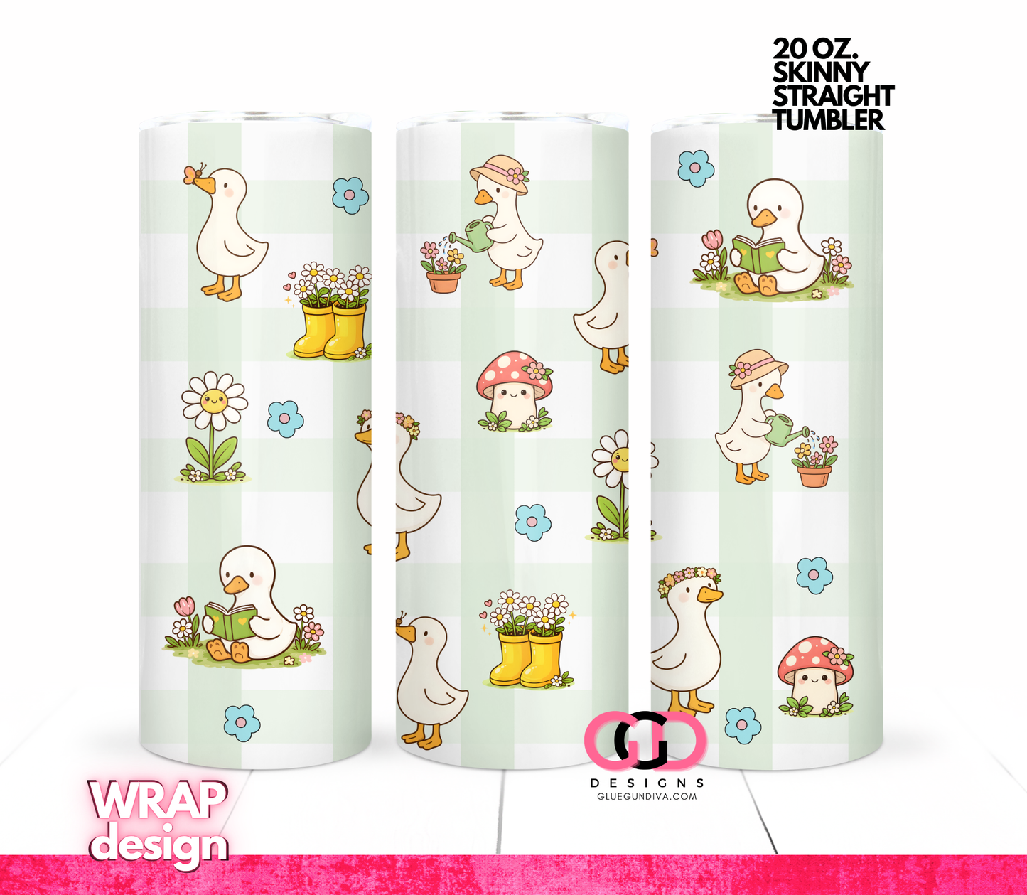 Spring Silly Goose -   Digital tumbler wrap for 20 oz skinny straight tumbler
