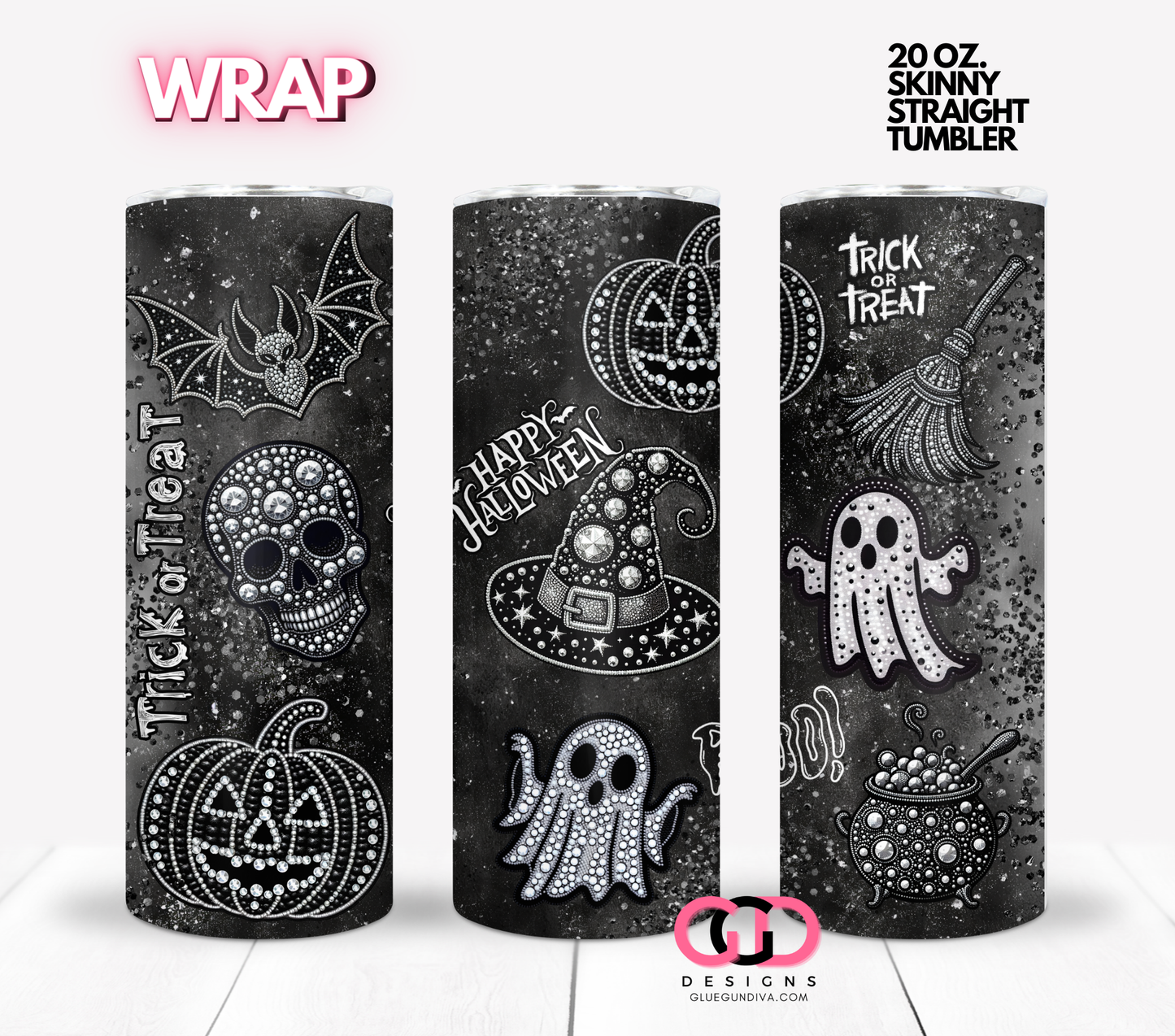 A Studded Halloween -  Digital tumbler wrap for 20 oz skinny straight tumbler