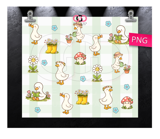 Spring Silly Goose -   Digital tumbler wrap for 20 oz skinny straight tumbler