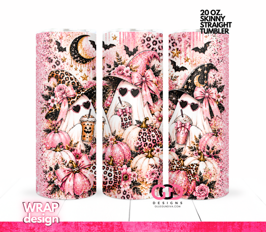 Three Pink Ghosts -  Digital tumbler wrap for 20 oz skinny straight tumbler