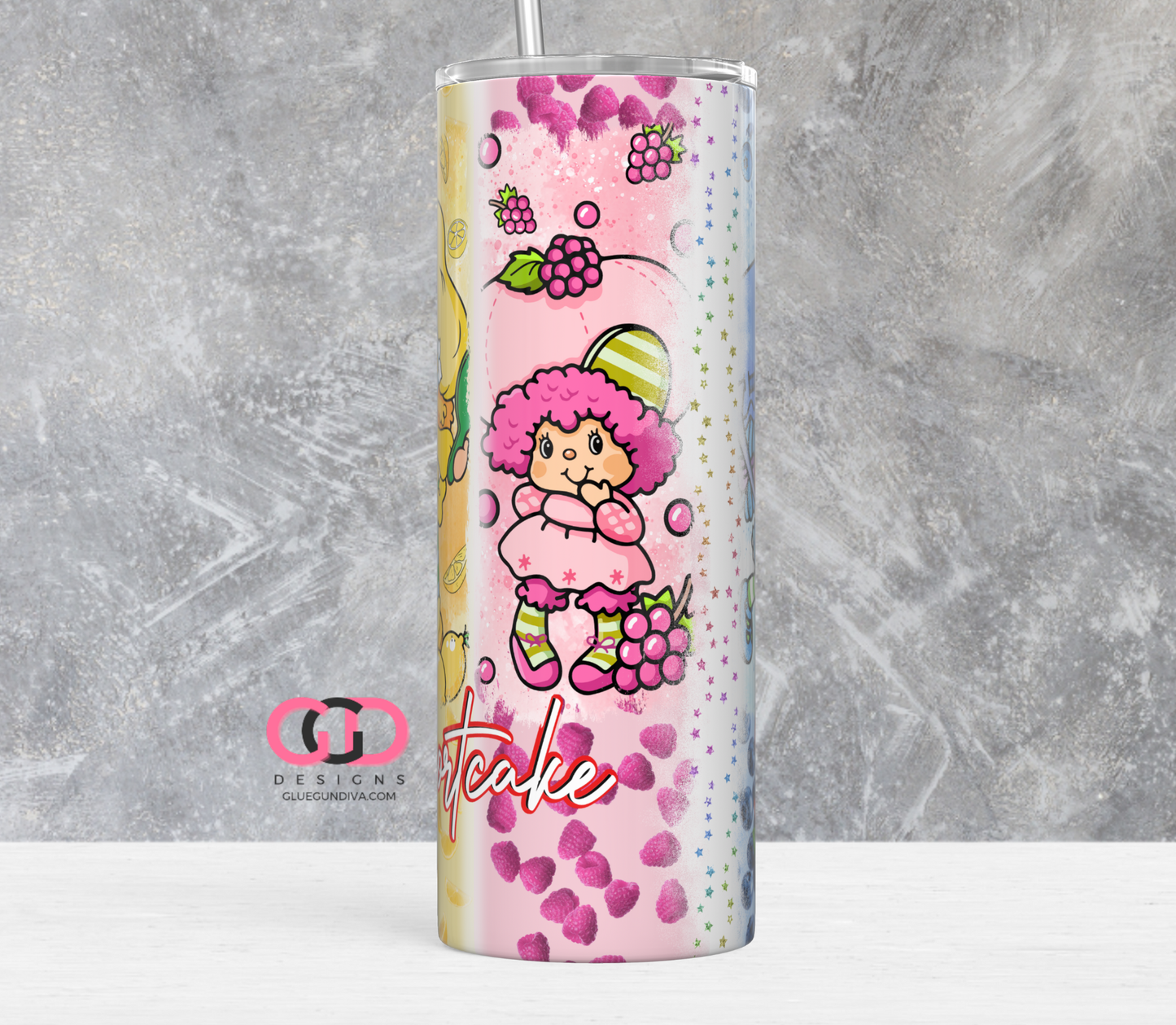 Strawberry Shortcake Fruits -  Digital tumbler wrap for 20 oz skinny straight tumbler
