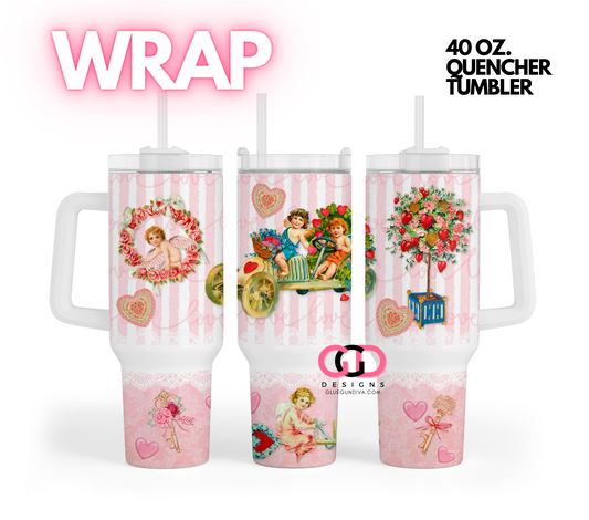 Vintage Pink Valentine -   Digital tumbler wrap for 40 oz tumbler