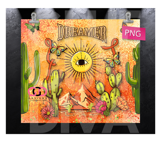 Dreamer Cactus-   Digital tumbler wrap for 20 oz skinny straight tumbler