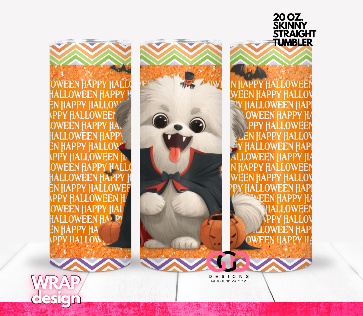 Halloween Shih Tzu Dracula -  Digital tumbler wrap for 20 oz skinny straight tumbler