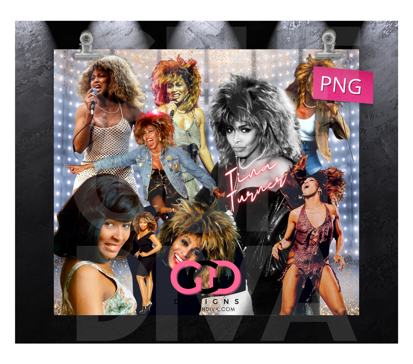 Tina Turner Stage Background-   Digital tumbler wrap for 20 oz skinny straight tumbler