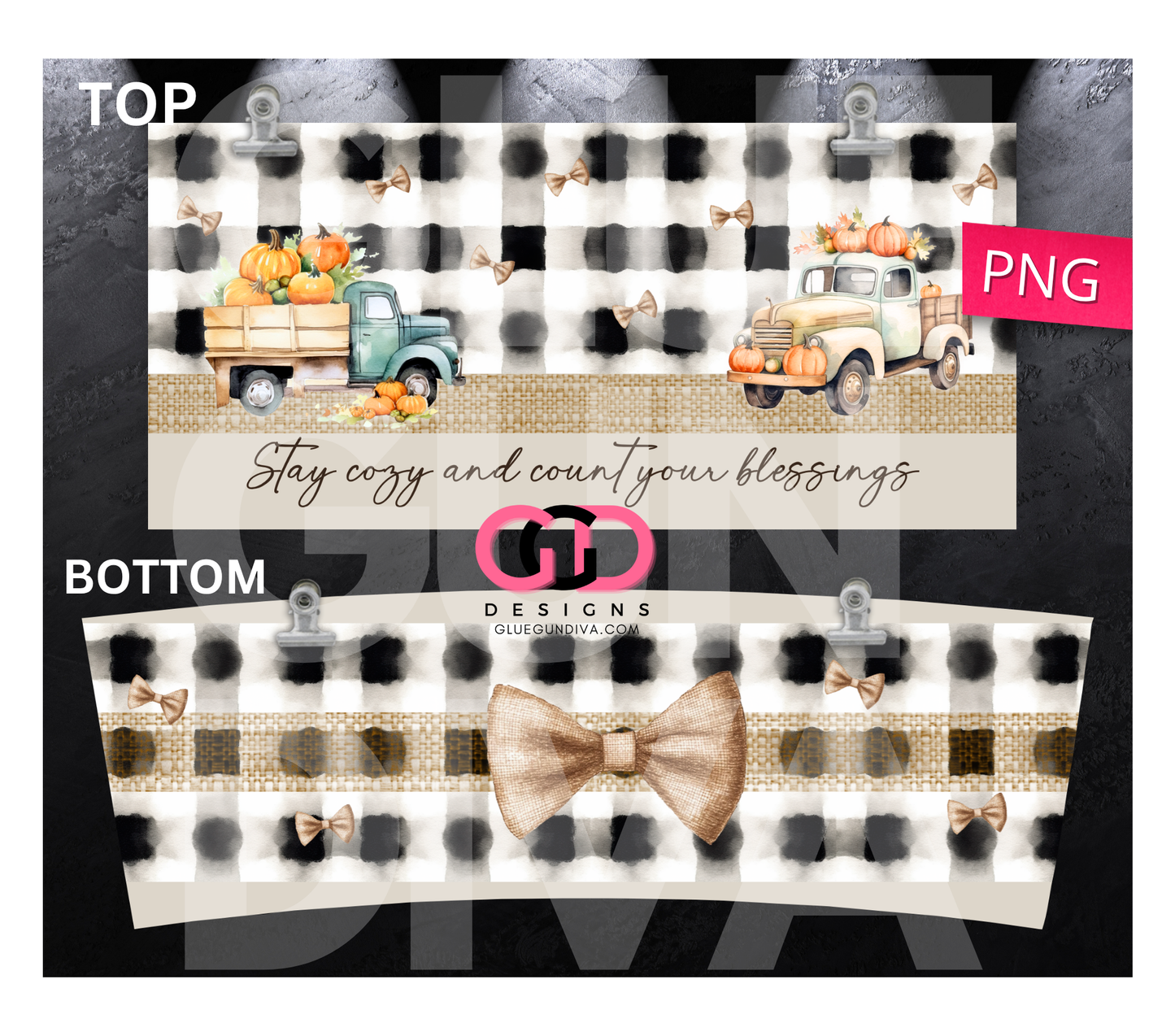 Stay Cozy and Count your Blessings -   Digital tumbler wrap for 40 oz tumbler