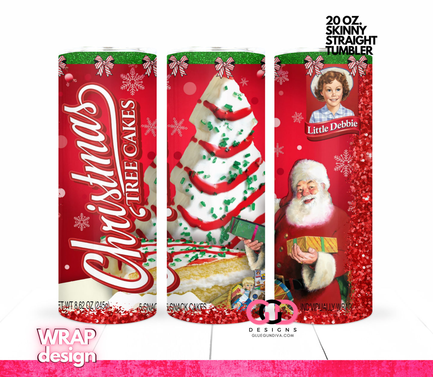 Santa Tree Cake -  Digital tumbler wrap for 20 oz skinny straight tumbler