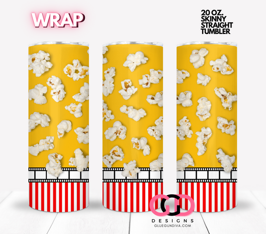 Movie Popcorn -  Digital tumbler wrap for 20 oz skinny straight tumbler