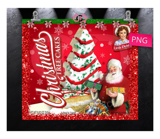 Santa Tree Cake -  Digital tumbler wrap for 20 oz skinny straight tumbler