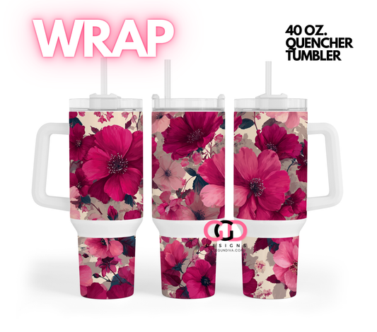 Pink Blooms -   Digital tumbler wrap for 40 oz tumbler