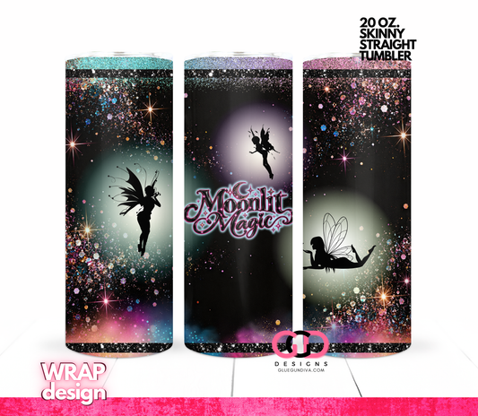 Moonlit Magic -  Digital tumbler wrap for 20 oz skinny straight tumbler