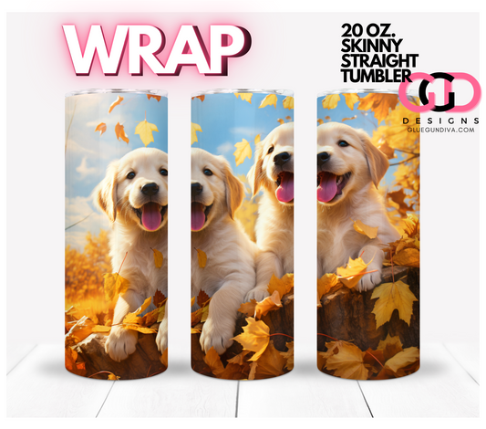 Fall Golden Retrievers-   Digital tumbler wrap for 20 oz skinny straight tumbler