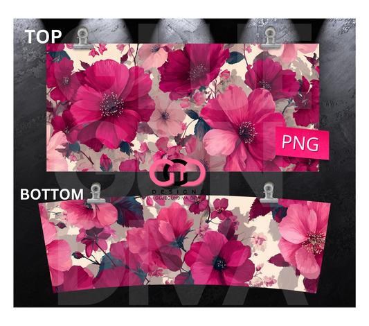 Pink Blooms -   Digital tumbler wrap for 40 oz tumbler
