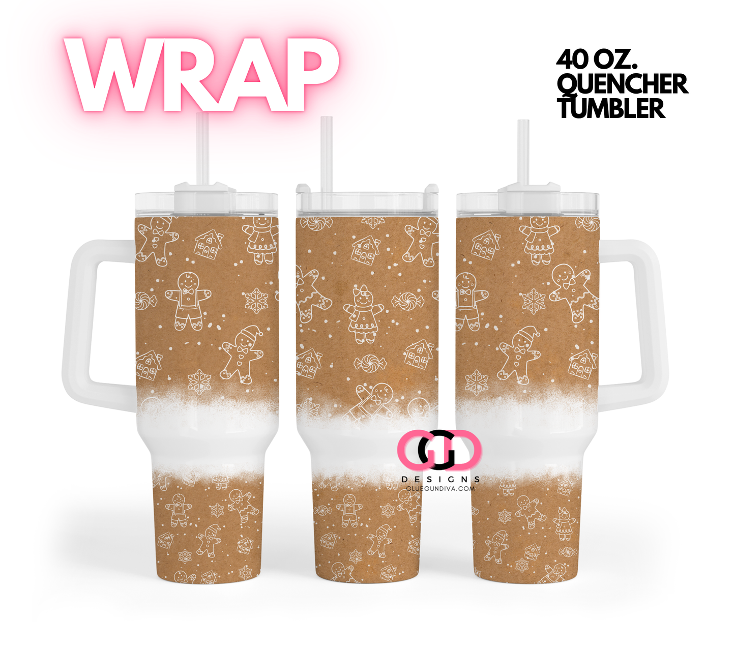 Powdered Sugar Gingerbread Men-   Digital tumbler wrap for 40 oz tumbler
