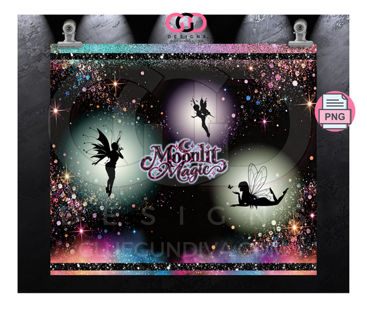 Moonlit Magic -  Digital tumbler wrap for 20 oz skinny straight tumbler